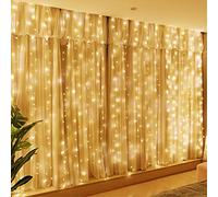 HXWEIYE 300LED Guirlande Lumineuse Rideau Blanc chaud Rideau Lumineux 3m*3m 8 Modes d'Eclairage USB Télécommande avec Minuterie pour Noël, Mariage, Anniversaire, Fenêtre, Maison