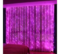 HXWEIYE 300LED Guirlande Lumineuse Rideau Rose 3m*3m 8 Modes d'Eclairage USB Télécommande Guirlande Lumineuse avec Minuterie pour Noël, Mariage, Anniversaire, Fenêtre, Maison