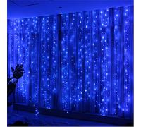 HXWEIYE Guirlande Lumineuse Rideau Bleu 300 LED 3m*3m，8 Modes d'Eclairage USB Télécommande Guirlande Lumineuse avec Minuterie pour Salle, Fenêtre, Mariage, Fête, Noël