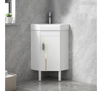 HXYhydrypd Meuble-lavabo de Salle de Bain au Sol avec Lavabo en Céramique, Lavabo d'angle, Meuble Salle de Bain avec Vasque, Meubles de Salle de Bain pour Petit Espace(43cm/17in)