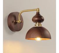 HXYSXHJUO Applique Murale d'intérieur en Bois, câblée, Style Rustique, Lampe de Ferme, culot E27, luminaire de décoration pour Chambre, Salon ou Table de Chevet (Taille Moyenne)