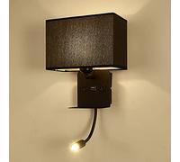 HXYSXHJUO Applique Murale d'intérieur Moderne avec éclairage LED Flexible, Port USB et Lampe de Chevet élégante avec étagère et Abat-Jour en Tissu pour Une Ambiance chaleureuse et confortabl
