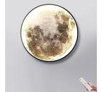 HXYSXHJUO Applique Murale LED Lune, Lampe Enfant à intensité Variable avec télécommande, Design Rond 3D pour Chambre et Salon, plafonnier décoratif d'intérieur 24 W, 50 cm