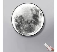 HXYSXHJUO Applique Murale LED Lune, Lampe Enfant à intensité Variable avec télécommande, Design Rond 3D pour Chambre et Salon, plafonnier décoratif d'intérieur 24 W, 50 cm