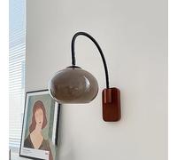HXYSXHJUO Applique Murale Moderne Nordic Light Luxury, Style Milieu du siècle, avec Verre opalin Blanc, en Bois Vintage Industriel, câblée, Gris fumé ambré, Lampe de Lecture de Style Ferme p