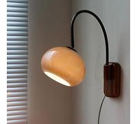 HXYSXHJUO Applique Murale Moderne Nordic Light Luxury, Style Milieu du siècle, avec Verre opalin Blanc, en Bois Vintage Industriel, câblée, Gris fumé ambré, Lampe de Lecture de Style Ferme p