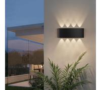 HXYSXHJUO Appliques murales LED extérieures/intérieures, éclairage vers Le Haut et vers Le Bas, étanches IP65, luminaires rectangulaires en Aluminium, Noir Moderne, lumière Chaude 3000K.