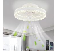 HXYSXHJUO Plafonnier avec Ventilateur intégré et télécommande, 40 cm, Moderne et Silencieux, à LED, 6 Vitesses, intensité Variable, Moteur CC réversible, idéal pour Salon, Salle à Manger ou
