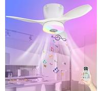 HXYSXHJUO Ventilateur de Plafond avec éclairage et télécommande, kit d'éclairage Moderne, Lampes silencieuses, LED 36 W à intensité Variable, réversible, Installation Facile pour Les pièces