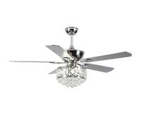 HXYSXHJUO Ventilateur de Plafond Crystal avec éclairage, télécommande 42/48/52 Pouces, 6 Vitesses, Moteur réversible, Silencieux pour Chambre, Salon, Cuisine (48 pouces/120 cm)