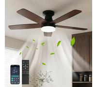 HXYSXHJUO Ventilateur de Plafond Intelligent 42" avec éclairage et télécommande, Profil Bas, Montage encastré, Moteur CC, 6 Vitesses, pales réversibles silencieuses, LED à intensité Variable
