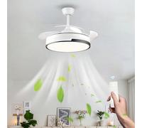 HXYSXHJUO Ventilateur de Plafond Moderne avec éclairage et télécommande pour Chambre, pales Pliables silencieuses, Lampe, Ventilateur Blanc à intensité Variable pour Salle à Manger, Salon, b