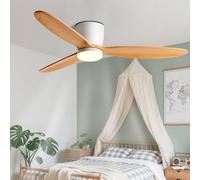 HXYSXHJUO Ventilateur de Plafond Moderne en Bois, écoénergétique, avec éclairage, télécommande, 6 Vitesses, Moteur CC, Montage encastré Discret, idéal pour Chambre, Salon ou Cuisine.