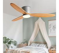 HXYSXHJUO Ventilateur de Plafond Moderne en Bois, écoénergétique, avec éclairage, télécommande, 6 Vitesses, Moteur CC, Montage encastré Discret, idéal pour Chambre, Salon ou Cuisine.
