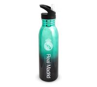 Hy-Pro Bouteille d'eau sous licence officielle Real Madrid CF UV - 700 ml, métallique, acier inoxydable, paille pliable intégrée, étanche, légère, excellente idée cadeau de football