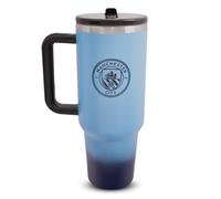 Hy-Pro Bouteille isotherme Manchester City 1134 g/1,18 l avec poignée - Bouteille d'eau en métal avec paille - Bouteille d'eau portable pour le sport et un usage quotidien - Design en acier inoxydable