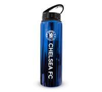 Hy-Pro Bouteille sous licence officielle Chelsea F.C 750 ml en aluminium, paille pliable intégrée, finition néochrome, anti-fuite, légère, sans BPA, Barca, Blues