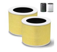 HY1800 Lot de 2 filtres de rechange HEPA compatibles avec les purificateurs d'air Loytio/AYAFATO/Honeyuan/IOIOW/CHIVALZ et MORENTO HY1800, filtre à charbon actif HEPA 3 en 1, qualité H13, jaune