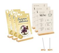 Hyacinthy Lot de 6 Présentoirs de Table A5, L/T Forme Plaque en Acrylique A5 Support Affiche, Double Face Porte-menu avec Base en Bois, Porte-feuille pour Exposition Café Bureau école-15*21CM