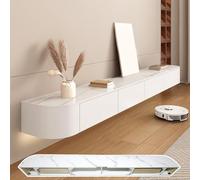 HYANXUE Meuble TV Flottant, Montage Mural avec Porte, Console multimédia TV, Grand Meuble de Rangement sous la TV (texturé, 140 cm)
