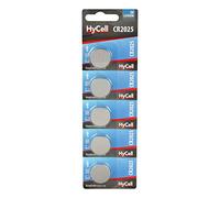 HyCell Piles bouton Lithium CR2025 3V 145 mAh (lot de 5) - Piles plates standard résistantes et à longue durée de vie - Piles boutons pour porte-clé, télécommande, appareil médical, etc.