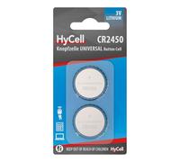 HyCell Piles Boutons au Lithium CR2450 3V, 2 pièces, Longue durée de Vie, pour Calculatrice, Balance, Horloge, clés de Voiture, Ouverture de Garage, télécommande, lumière