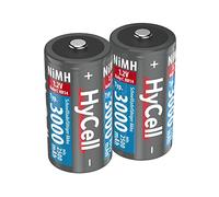 HyCell Piles Rechargeables NiMH Baby C 3000 mAh 1,2V (2 pces) - Piles HR14 pour Lampes Torches, Jouets électroniques, Station météo, etc. - Accumulateurs de qualité supérieure