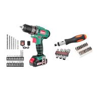 HYCHIKA 12V Visseuse Devisseuse Sans Fil avec Batteries, 30Nm Perceuse Visseuse & Black & Decker A7062-XJ Kit de Tournevis à cliquet avec accessoires Noir