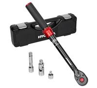 HYCHIKA Cle Dynamometrique, 10-60 Nm Précision ±2%, 72 Crans, Set de ynamométrique 3/8 avec Adaptateur 3/8 à 1/4, Joint U, Barre de Prolongation 75 mm Pour Voiture, Moto, Velo, Travaux Mécaniques