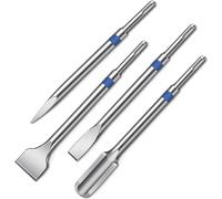 HYCHIKA Jeu de burins SDS Plus, 4pcs comprenant un burin à carrelage de 40mm, un burin plat de 20mm, un burin à canaux de 25mm et un burin pointu pour le carrelage, le béton, la pierre, la maçonnerie