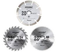 HYCHIKA Lames de Scie Circulaire 115 mm, Mini Scie Circulaire 3 Lames (24T TCT 60T HSS 9T) Pour Couper Le Bois