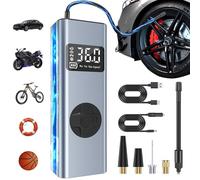 HYCHIKA Mini Compresseur à Air Portatif, 12V 6000mAh Gonfleur Pneus Voiture Gonfleur Electrique Pompe a Velo 150PSI avec Écran LCD + Lampe LED, 4 Modes pour Voiture, Velo, Moto, Balle