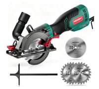 HYCHIKA Mini Scie Circulaire 750W Filaire Scie Plongeante 48mm | Petite scie circulaire filaire 750W (230V), coupe 48 mm max, 0-45° biseau, incl. 3 lames (TCT/HSS) et adaptateur aspirateur