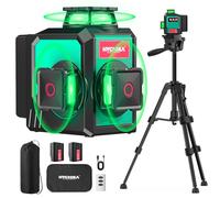 HYCHIKA Niveau Laser 3x360°Autonivelant, Niveaux Laser avec Trepied, Lazer Niveaux Chantier Vert avec 2 x 3000mAh Batterie et Pochette de Transport, Télécommande, Rechargeable, IP54