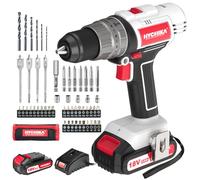 HYCHIKA Perceuse Visseuse Sans fil 18 V, Perceuse avec Batterie 2,0 Ah, Perceuse Sans fil Max 45 Nm, 2 Vitesses, Couple 21+3, Visseuse Deviseuse Sans fil avec 55 accessoires