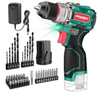 HYCHIKA Perceuse Visseuse sans Fil, 45Nm Max, 23+1 Niveaux de Couple, 2 Vitesses, 1500mAh, 53 Accessoires, pour Travaux de Bricolage Maison et Jardin