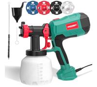 HYCHIKA Pistolet a Peinture, 600W HVLP Pistolet Peinture, Réservoir 1200ML, 4 Buses et 2 Outils de Nettoyage, Facile à Nettoyer, Pulvérisateurs de Peinture à 3 Motifs pour Murs et Plafonds, Clôtures