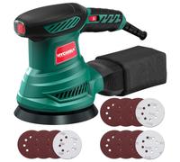 HYCHIKA Ponceuse Excentrique 300W 13000RPM, 6 Vitesses. | Ponceuse Orbitale avec 12 Disques 125mm, Collecte de Poussière, pour Ponçage et Polissage du Bois.