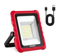 HYCHIKA Projecteur LED Rechargeable 20 W 2000 lm 6500K,Lampe Chantier IP65 | Recharge USB C avec 64 LED. Projecteur robuste pour camping en plein air et chantiers