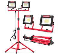 HYCHIKA Projecteur LED sur Trépieds 14,000LM,120W, Lampes de Travail à LED avec Trépied Télescopique en Métal Réglable, Étanche IP65, Rotation à 360 °, Câble 3M