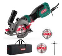 HYCHIKA Scie Circulaire, Mini Scie Circulaire 750W 3500 tr/min avec Sac de Transport, 3 Lames de Scie 115+125mm, Rail de Guidage, Profondeur de Coupe 48mm (90°), pour Bois, Métal Doux, Plastique