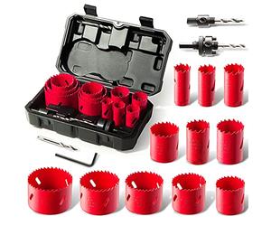 HYCHIKA Scie Cloche Bi-métal, 17 PCS Coffret de Scie Trépan avec 11PCS Lames de Scie 19-68 mm, Profondeur de Coupe: 40 mm, Parfaite pour Percer Le Bois, Les Panneaux PVC et Le Métal