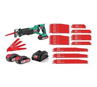 HYCHIKA Scie Sabre Sans Fil 18V 2 Batteries 2Ah, 32 Lames et Accessoires - Outil Électrique