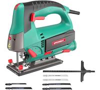 HYCHIKA Scie Sauteuse 800W, 800-3000SPM, 6 Vitesses Réglables, 4 Modes de Coupe, Angle d'inclinaison ±45 °, 6 Lames de Scie, Changement de Lames Rapide