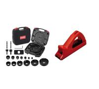 HYCHIKA Scie Trépan 19 Pièces - Set de Scie à Discoïdes 19-152 mm avec Mandrins et Accessoires, Adapté pour Couches de Liège, PVC et Plastique & Fartools 212006 Mini rabot à plâtre 135 x 35 mm