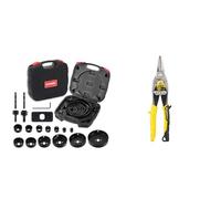 HYCHIKA Scie Trépan 19 Pièces - Set de Scie à Discoïdes 19-152 mm avec Mandrins et Accessoires & Stanley FATMAX Cisaille Aviation Tête Droite Acier Forgé Chromé Double Action de Pivot