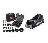 HYCHIKA Scie Trépan 19 Pièces - Set de Scie à Discoïdes 19-152 mm avec Mandrins et Accessoires & wolfcraft 4013000 - Rabot-Bloc pour Plaques de Plâtre - Surface de Râpe de 150 x 57 mm