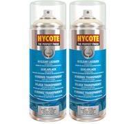 Hycote Vernis Transparent Brillant en Spray - Laque de Protection Acrylique 400 ml - Fixe et Protège la Peinture - Fini Durable, Séchage Rapide (Lot de 2)