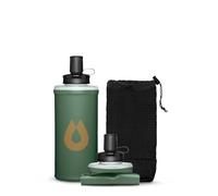 HydraPak PackFlask - Flasque sur Harnais pour Sac à Dos (500ml, Vert Sauge) | Mains libres, Pochette en mesh extensible, Accès facile, Ultra-légère, Cache-poussière, pliable, pour Randonnée & Trekking