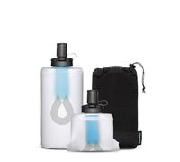 HydraPak PackFlask+ - Gourde filtrante à fixation sur harnais (750 ml) | Mains libres, Pochette en mesh extensible, Accès facile, Ultra-légère, souple pliable, avec filtre, pour Randonnée & Trekking